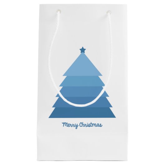 青いクリスマスツリー スモールペーパーバッグ (正面)