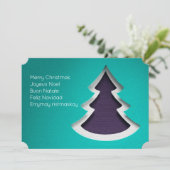 青いクリスマスツリー、両面フォトカード シーズンカード (スタンド正面)