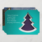 青いクリスマスツリー、両面フォトカード シーズンカード (正面/裏面)