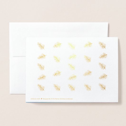 青いクリスマスツリー 箔カード (裏面封筒付き)