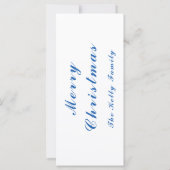 青いクリスマスデコレーションボール写真と文字 (裏面)