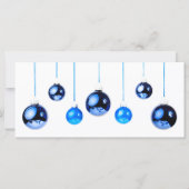 青いクリスマスデコレーションボール写真と文字 (正面)