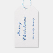 青いクリスマスデコレーションボール写真と文字 ギフトタグ (裏面)