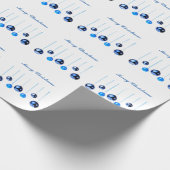 青いクリスマスデコレーションボール写真と文字 ラッピングペーパー (角)