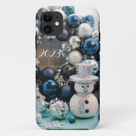 青いクリスマスデコレーションiPhoneケース iPhone 11 ケース