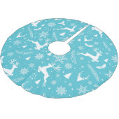 青いクリスマスパターン ブラッシュドポリエステルツリースカート (アングル)