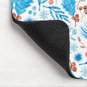 青いクリスマスパターン マウスパッド (コーナー)