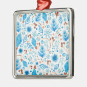 青いクリスマスパターン メタルオーナメント (左)