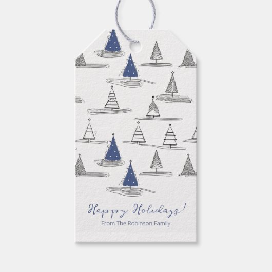 青いクリスマスパターン#5 ID1009 ギフトタグ (正面)