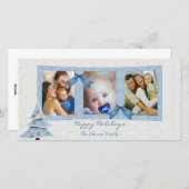 青いクリスマスフォトカード シーズンカード (正面/裏面)