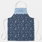 青いクリスマスフォレスト エプロン (正面)