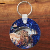 青いクリスマスホリデーティンゼルとエルミットカニ キーホルダー (正面)