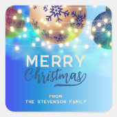 青いクリスマスボードライト スクエアシール (正面)