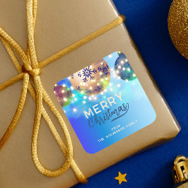 青いクリスマスボードライト スクエアシール