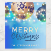 青いクリスマスボードライト ワインラベル (シングルラベル)