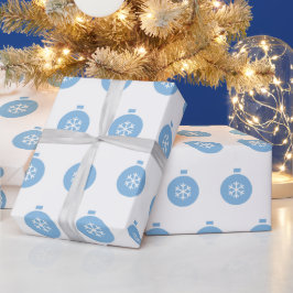 青いクリスマスボール包装紙 ラッピングペーパー