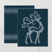 青いクリスマス刺繍のトナカイの角の季節限定 (正面/裏面)