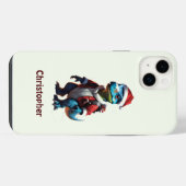 青いクリスマス恐竜 iPhoneケース (裏面横)