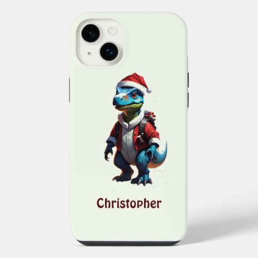 青いクリスマス恐竜 iPhoneケース (裏面)