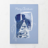 青いクリスマス数々の写真コラージュ 三つ折りクリスマスカード (カバー)
