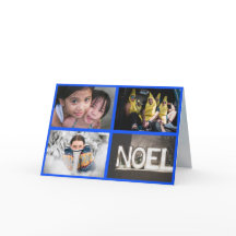 青いクリスマス縁どの新年4枚