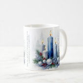 青いクリスマス – ろうそく コーヒーマグカップ (正面右)
