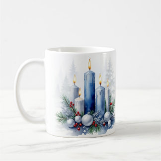 青いクリスマス – ろうそく コーヒーマグカップ
