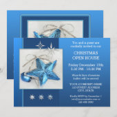 青いクリスマス オープンハウスまたはパーティーの招待状 招待状 (正面/裏面)