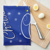 青いクリスマス キッチンタオル (四つ折り)