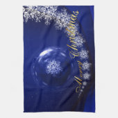 青いクリスマス キッチンタオル (縦)