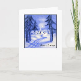 青いクリスマス シーズンカード