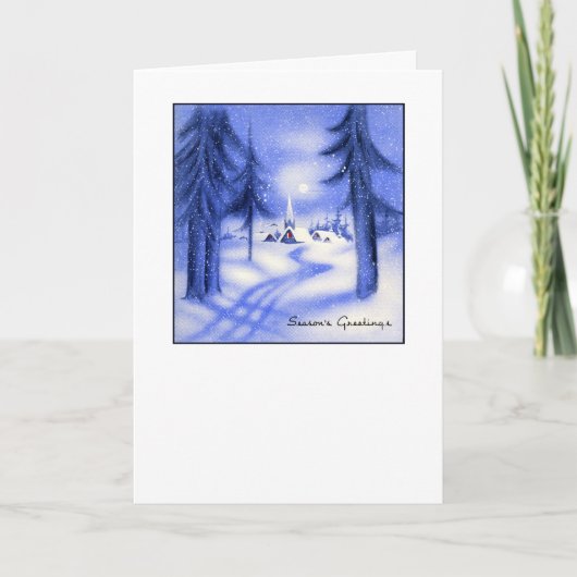 青いクリスマス シーズンカード (正面)