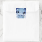 青いクリスマス スクエアシール (バッグ)