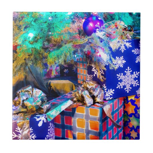 青いクリスマス タイル (正面)