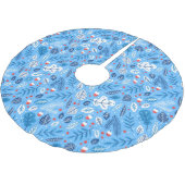 青いクリスマス ブラッシュドポリエステルツリースカート (アングル)