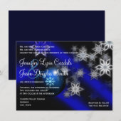 青いクリスマス ホリデー ウィンター ウェディング 招待状 (正面/裏面)