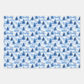 青いクリスマス ラッピングペーパーシート (正面3)