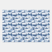 青いクリスマス ラッピングペーパーシート (正面2)