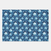 青いクリスマス ラッピングペーパーシート (正面3)