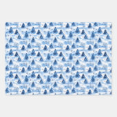 青いクリスマス ラッピングペーパーシート (正面3)