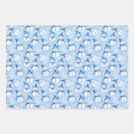 青いクリスマス ラッピングペーパーシート