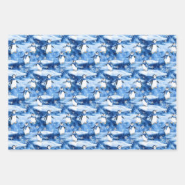 青いクリスマス ラッピングペーパーシート