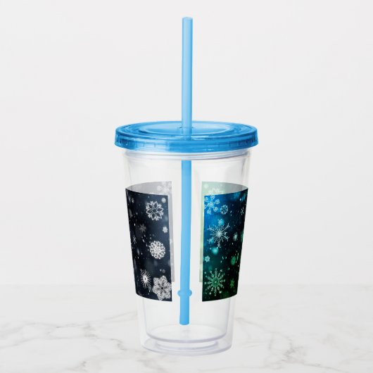 青いクリスマス/冬のスノーフレーク アクリルタンブラー (右)