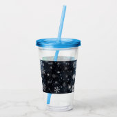 青いクリスマス/冬のスノーフレーク アクリルタンブラー (裏面)