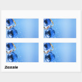 青いクリスマス 長方形シール (シート)