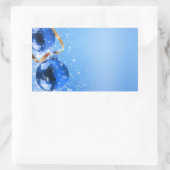 青いクリスマス 長方形シール (バッグ)