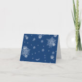 青いクリスマス　雪の結晶　グリーティングカード カード (裏面)