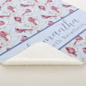 青いクリスマス（鳥）ショウジョウコウカンチョウのパーソナライズされた鳥の名前 シェルパブランケット (3/4)