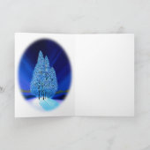 青いクリスマス#7のNorthern Lightsのモミの木 シーズンカード (内部)