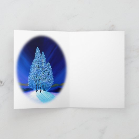青いクリスマス#7のNorthern Lightsのモミの木 シーズンカード (内部)